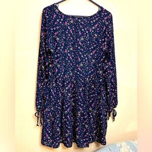Wild Fable blue floral oversized tiered babydoll dress.